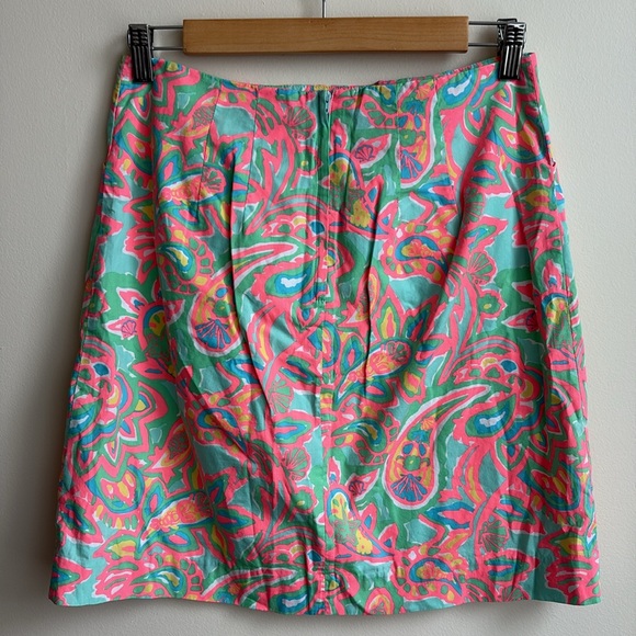 Lilly Pulitzer Corrie Skirt Make a Splash Starfish Shells Lace Paisley Neon - Picture 3 of 3